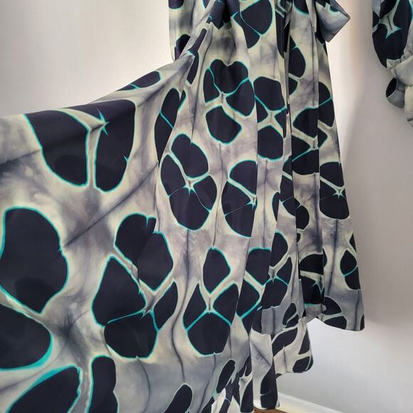 NWOT Alexis Titus Kalani Silk Ocean Print Flounce Wrap Camisole Maxi Dress XS - Picture 12 of 15